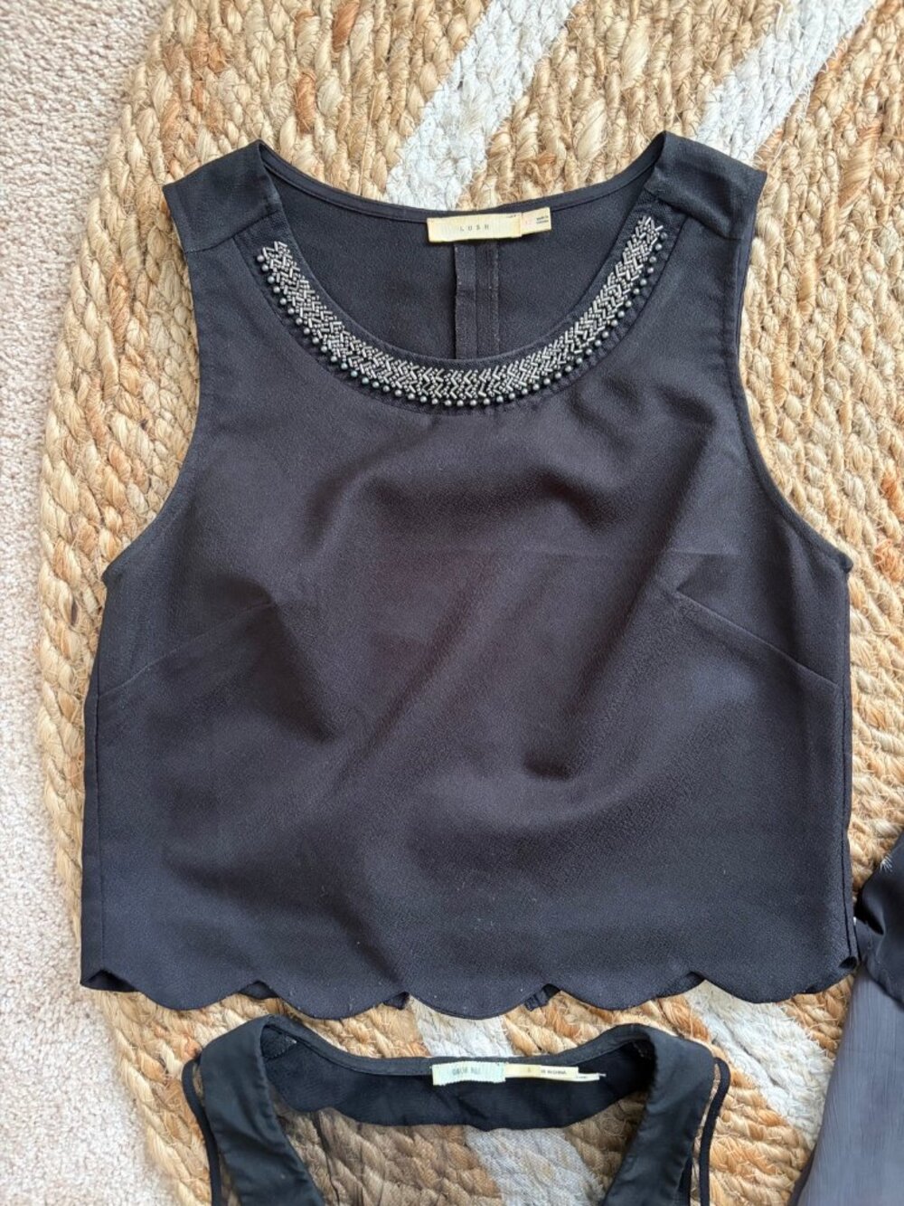 Urban Outfitters black beaded sleeveless top XS